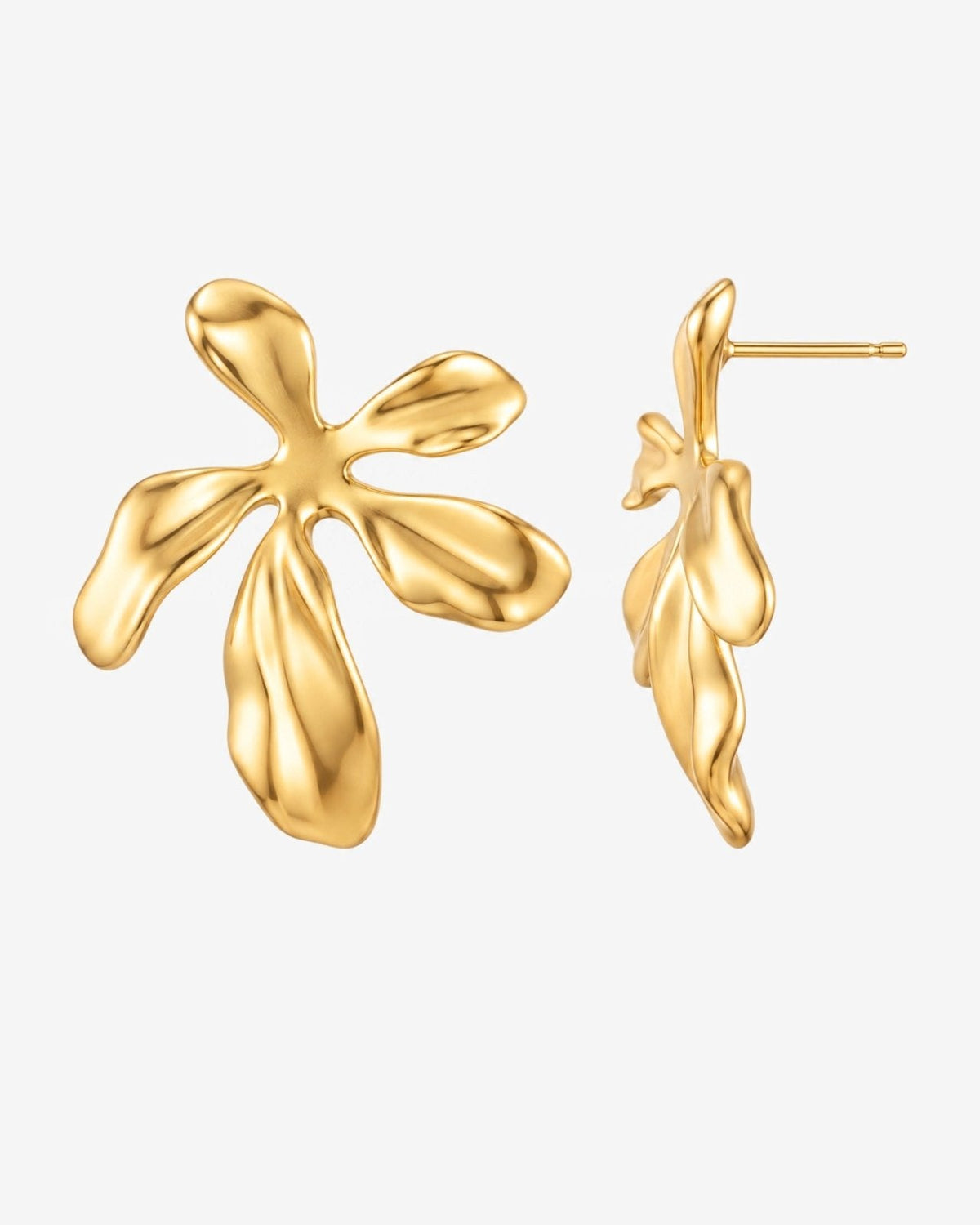 Gold-tone statement earrings with flower shape