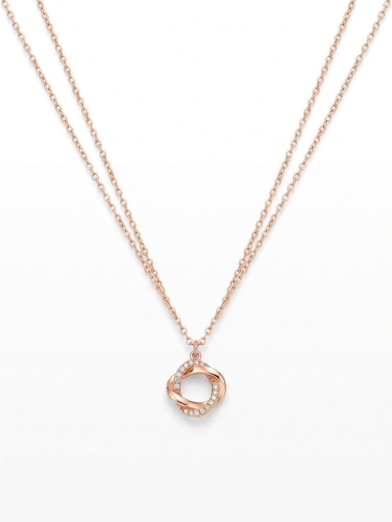 Twisted Ring Pendant Necklace on Fine Chain