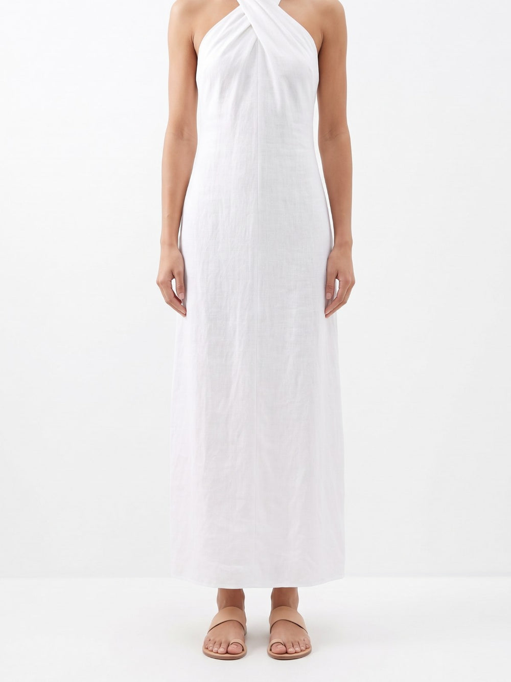 Sleeveless Criss-Cross Halter Neck Maxi Dress
