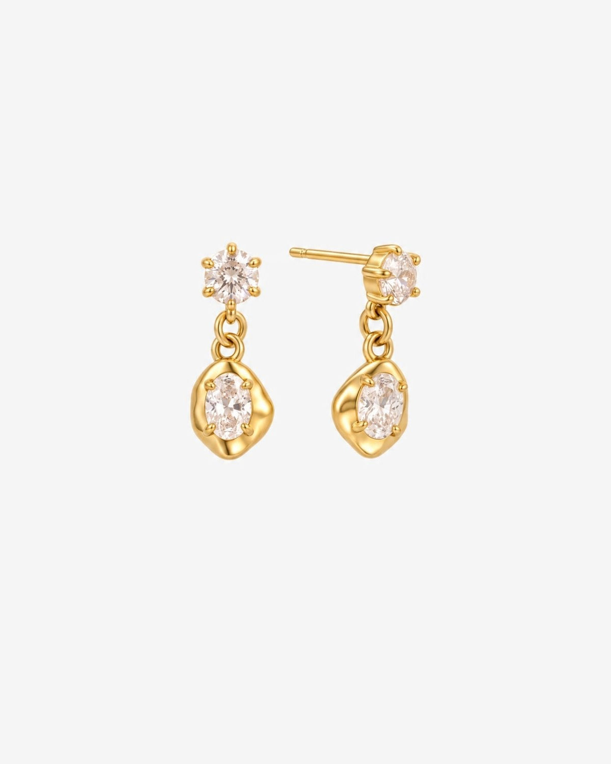 Crystal drop earrings with gold-tone stud in Gold