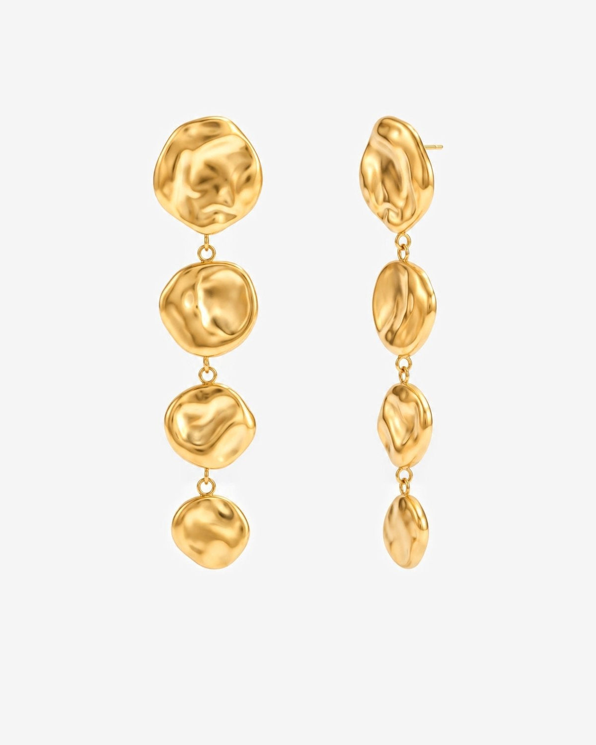 Gold-tone drop earrings with hammered discs
