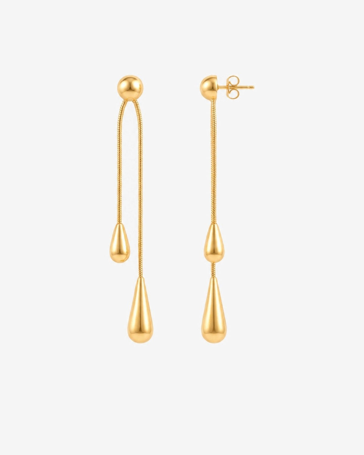 Gold-tone drop earrings with long teardrop design in Gold