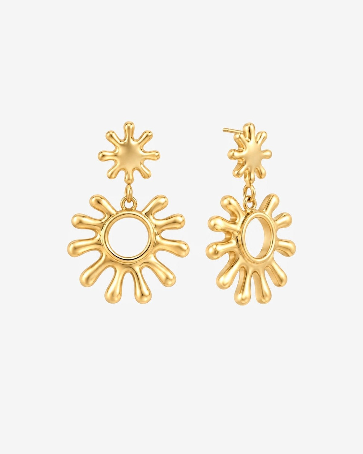 Gold-tone drop earrings with sun charm