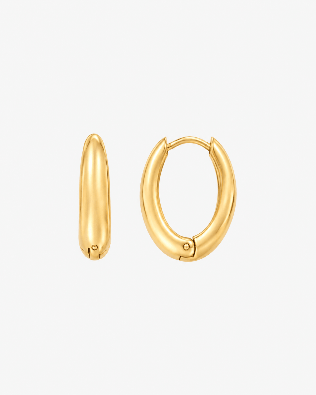 Gold-tone hoop earrings with chunky oval shape in gold