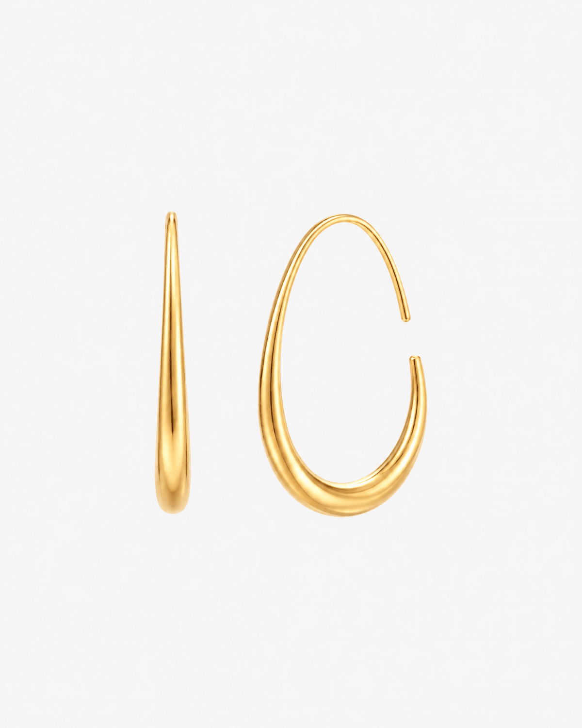Gold-tone hoop earrings with elongated threader design in Gold