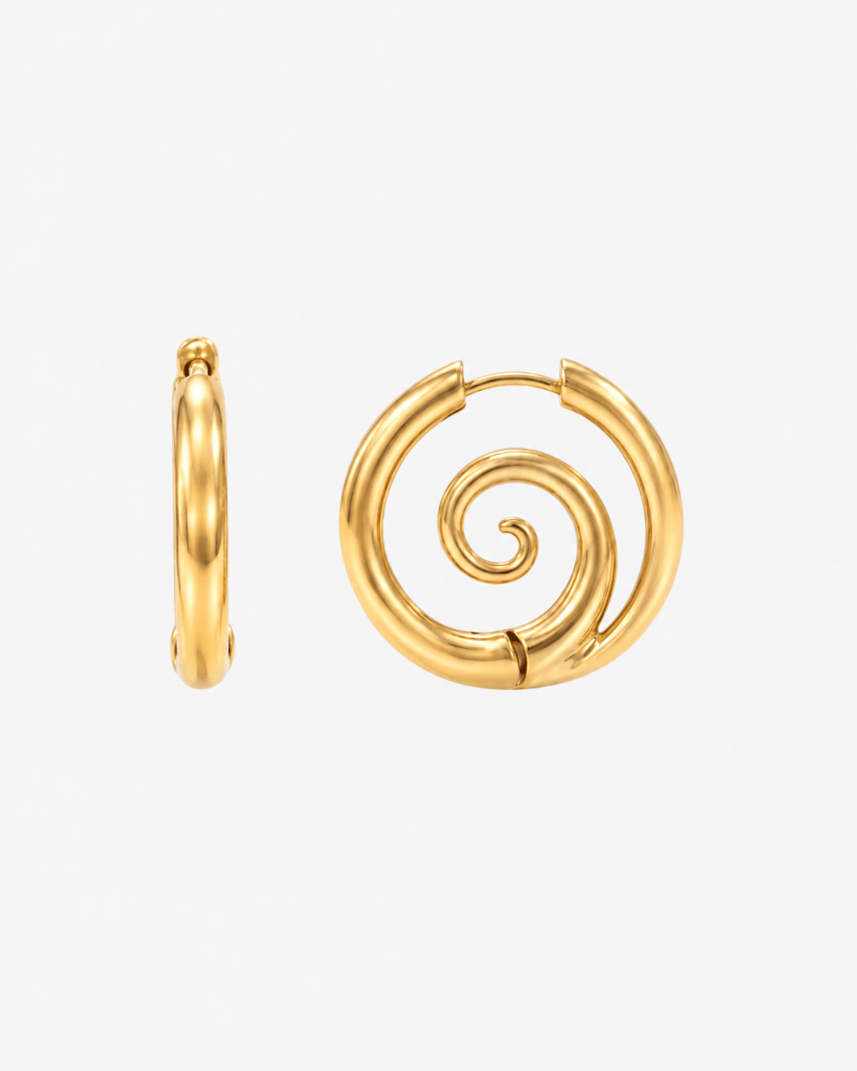 Gold-tone hoop earrings with twisted spiral front in Gold