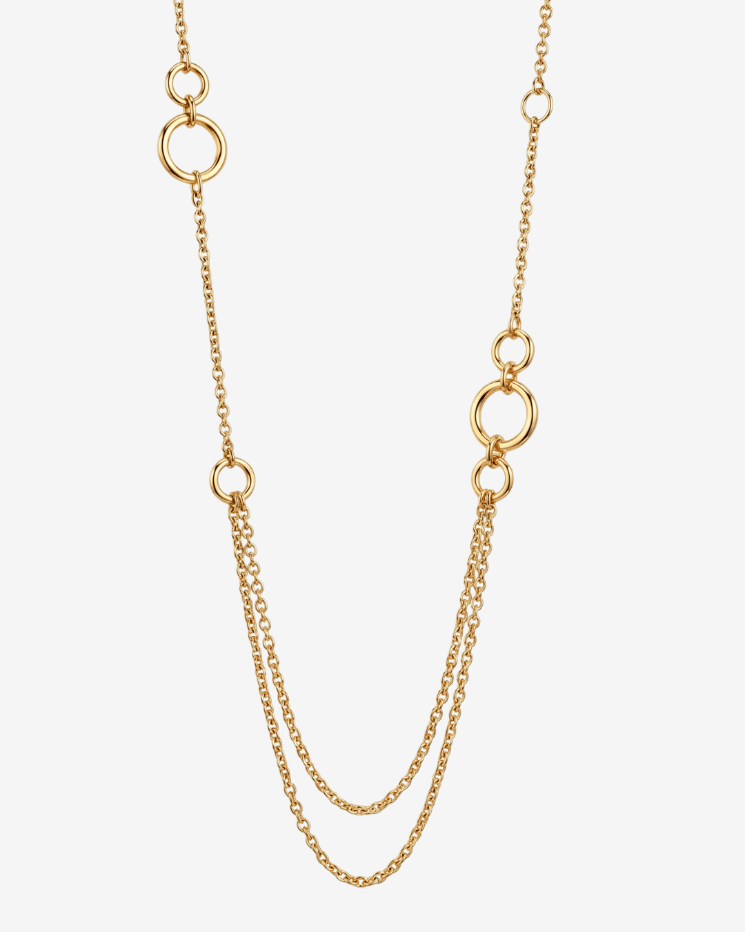 Gold layered necklace link rings detail