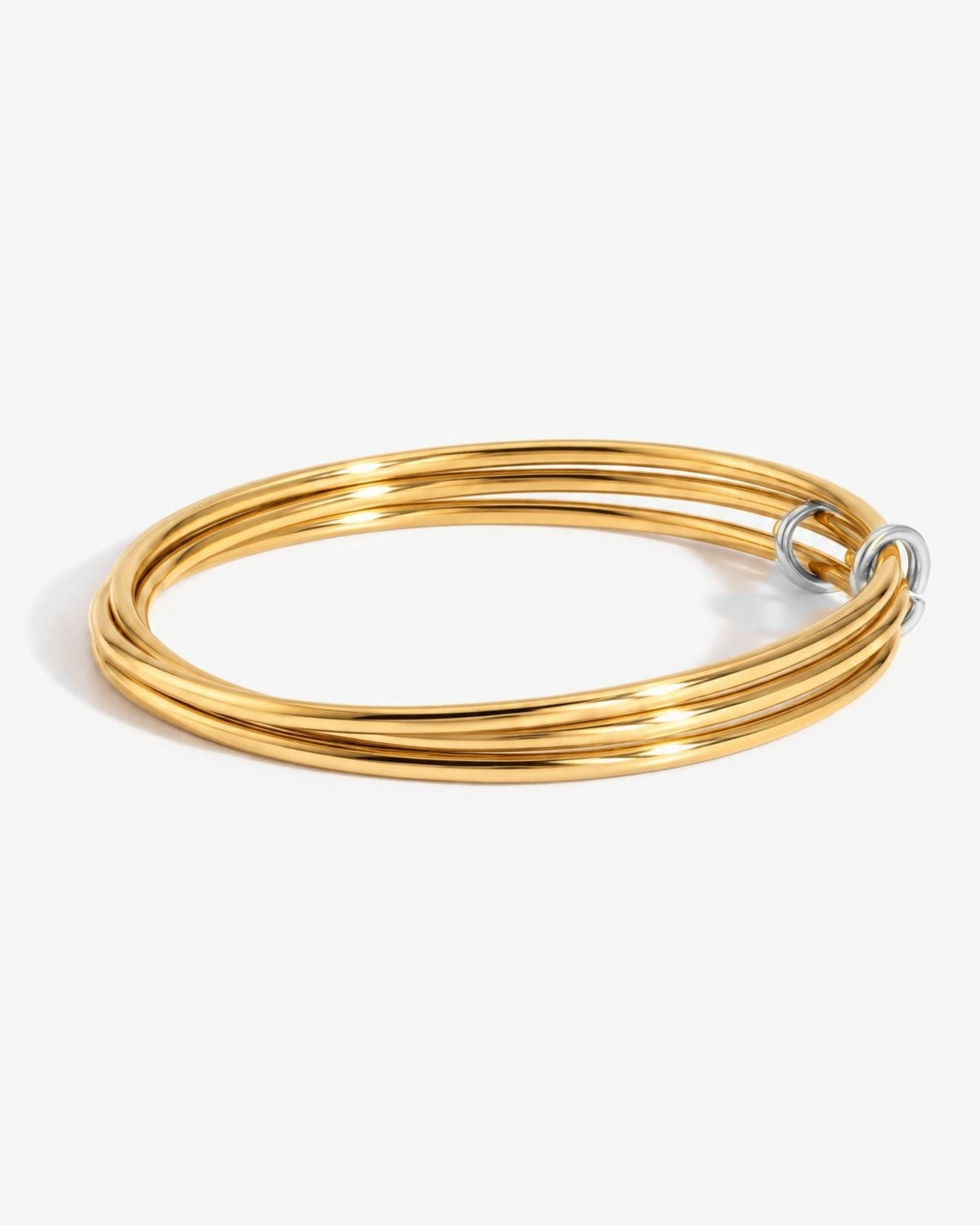 Gold-tone stacked bangle bracelet with three bands in Gold