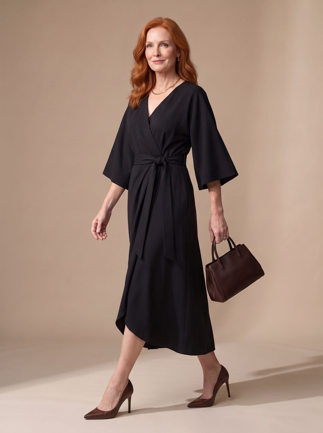 Structured midi dress in black - back