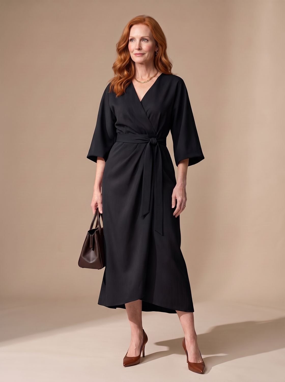 Structured midi dress in black - walking